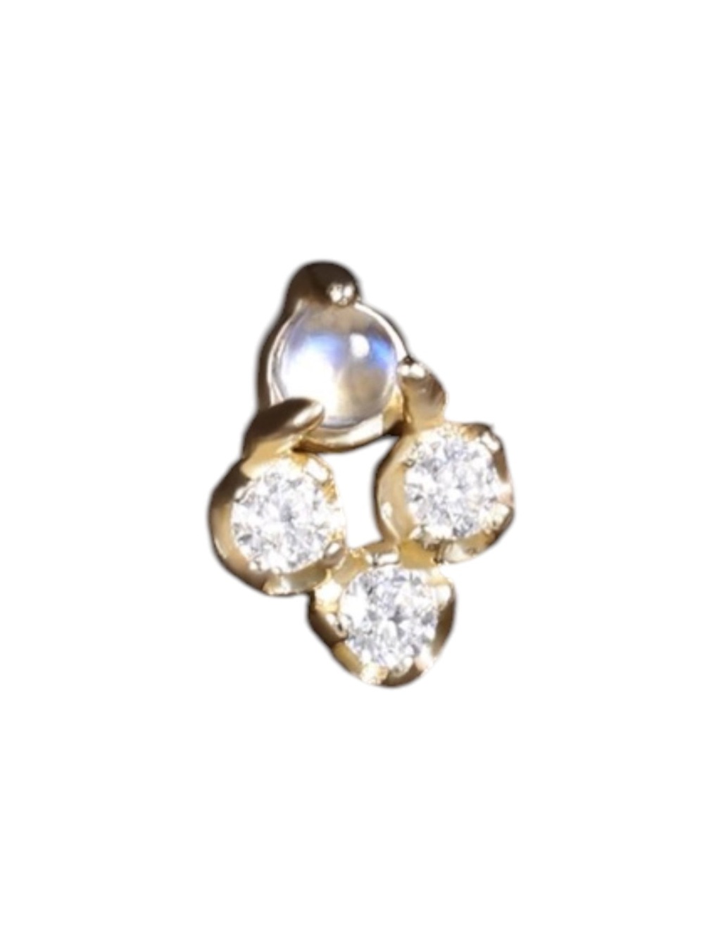 14K Solid Gold Moonstone Cluster Stud